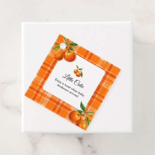 Sinaasappel 3D Citrus Plaid Handgetrokken Baby sho Bedankjes Labels (In situ)