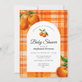 Sinaasappel 3D Citrus Plaid Handgetrokken Baby sho Kaart (Voorkant)