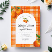 Sinaasappel 3D Citrus Plaid Handgetrokken Baby sho Kaart