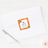 Sinaasappel 3D Citrus Plaid Handgetrokken Baby sho Vierkante Sticker (Envelop)