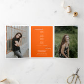 Sinaasappel 5-Photo Fun Boxes Afstuderen Drieluik Uitnodiging (Binnen)