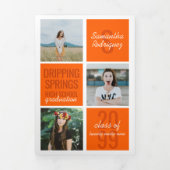 Sinaasappel 5-Photo Fun Boxes Afstuderen Drieluik Uitnodiging (Cover)