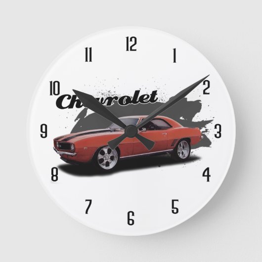 Sinaasappel 69 Camaro Ronde Klok (Voorkant)