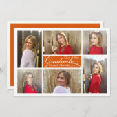 Sinaasappel 6-Photo Collage Custom Afstuderen Kaart (Voorkant / Achterkant)
