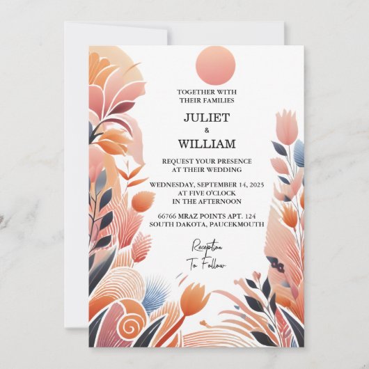 Sinaasappel 70s 80s 90s Roze Peach Kleurrijke Brui Kaart (Voorkant)