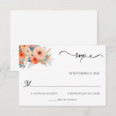 Sinaasappel 70s 80s 90s Roze Peach Kleurrijke Brui RSVP Kaartje (Voorkant / Achterkant)