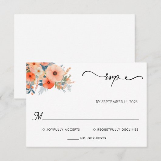 Sinaasappel 70s 80s 90s Roze Peach Kleurrijke Brui RSVP Kaartje (Voorkant / Achterkant)