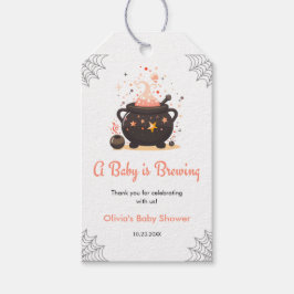 Sinaasappel A Baby brouwt Halloween Baby shower Cadeaulabel
