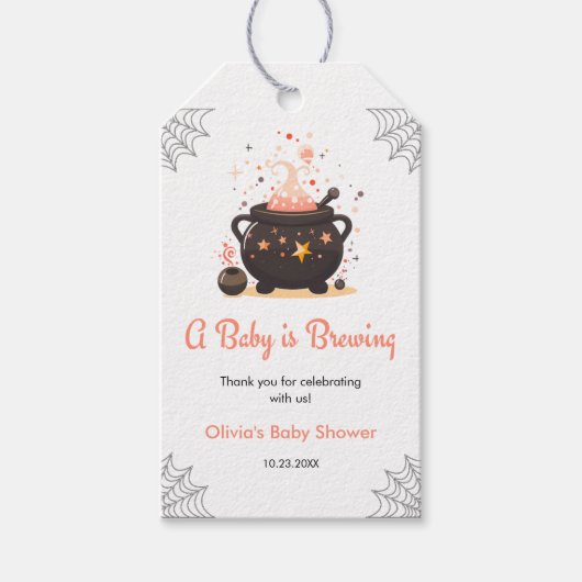 Sinaasappel A Baby brouwt Halloween Baby shower Cadeaulabel (Voorkant)