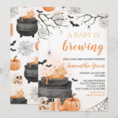 Sinaasappel A Baby brouwt Halloween Baby shower Kaart (Voorkant / Achterkant)