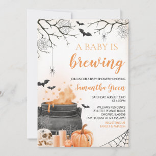 Sinaasappel A Baby brouwt Halloween Baby shower Kaart