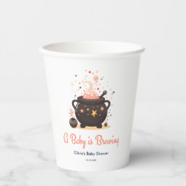 Sinaasappel A Baby brouwt Halloween Baby shower Papieren Bekers