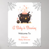 Sinaasappel A Baby is Brouwen Baby shower Welkom Poster (Voorkant)