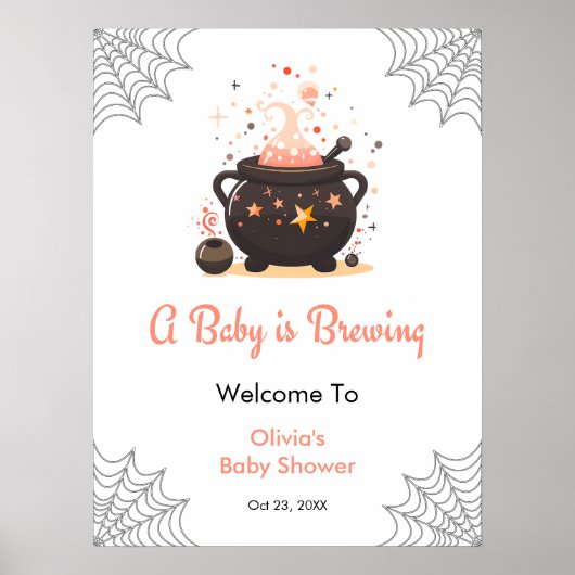 Sinaasappel A Baby is Brouwen Baby shower Welkom Poster (Voorkant)