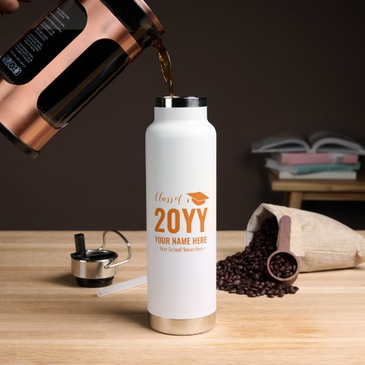 Sinaasappel Aangepaste Naam Persoonlijk Afstudeerc Waterfles (Koffie)