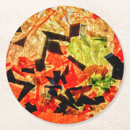 Sinaasappel abstract papier onderzetter, Herfst ab Ronde Kartonnen Onderzetter