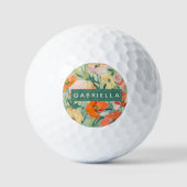 Sinaasappel Abstract Poppy Floral gepersonaliseerd Golfballen (Voorkant)