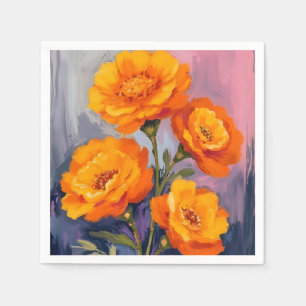 Sinaasappel Afrikaantje Bloemen Aquarel Bloemensch Servet