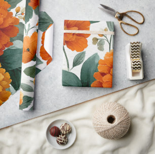 Sinaasappel Afrikaner Botanische Bloemige Waterver Cadeaupapier