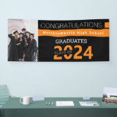 Sinaasappel Afstuderen afstuderen zwart Spandoek (Beurs)