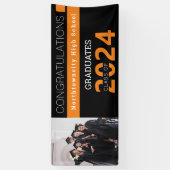 Sinaasappel Afstuderen afstuderen zwart Spandoek (Verticaal)