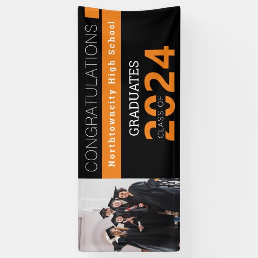 Sinaasappel Afstuderen afstuderen zwart Spandoek (Verticaal)