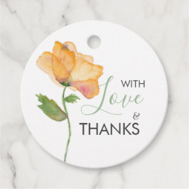 Sinaasappel Aquarel Klaproos Bloemen Cadeautags Bedankjes Labels