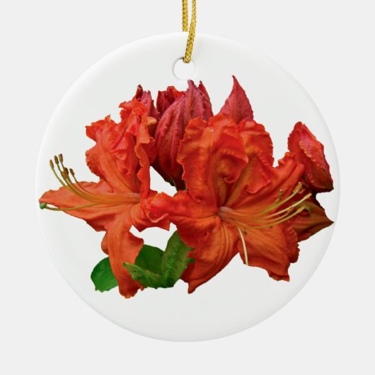 Sinaasappel Azalea Bloesem Keramisch Ornament (Voorkant)