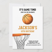 Sinaasappel basketbal verjaardagsuitnodigingen kaart (Voorkant)