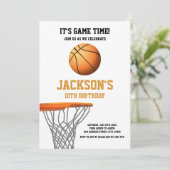 Sinaasappel basketbal verjaardagsuitnodigingen kaart (Staand voorkant)