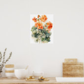 Sinaasappel Begonia Flowers Art Print Poster (Keuken)