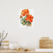 Sinaasappel Begonia Flowers Art Print Poster (Keuken)