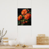 Sinaasappel Begonia Flowers Art Print Poster (Keuken)