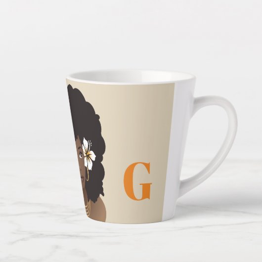 Sinaasappel & Beige, Natuurlijke Haarschoonheid me Latte Mok (Rechts)