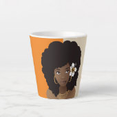 Sinaasappel & Beige, Natuurlijke Haarschoonheid me Latte Mok (Voorkant)