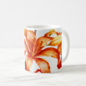 Sinaasappel beschilderde beeldende kunst lelie mok (Voorkant rechts)