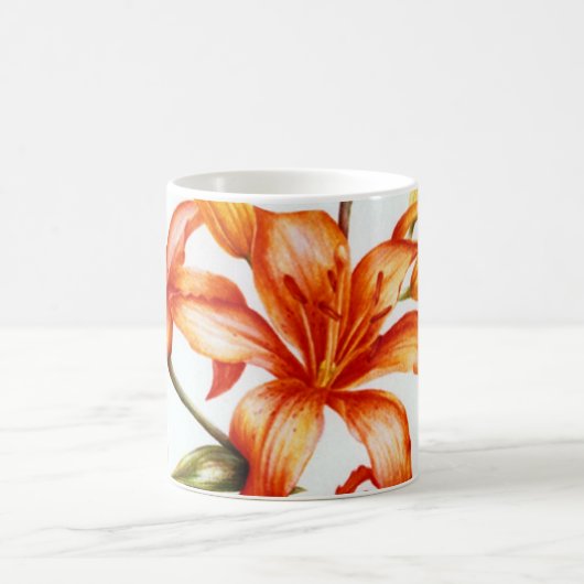 Sinaasappel beschilderde beeldende kunst lelie mok (Center)