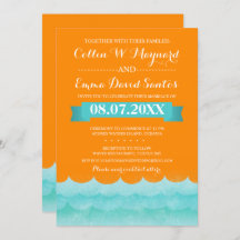 Sinaasappel bij Zee nautische bruiloft uitnodiging