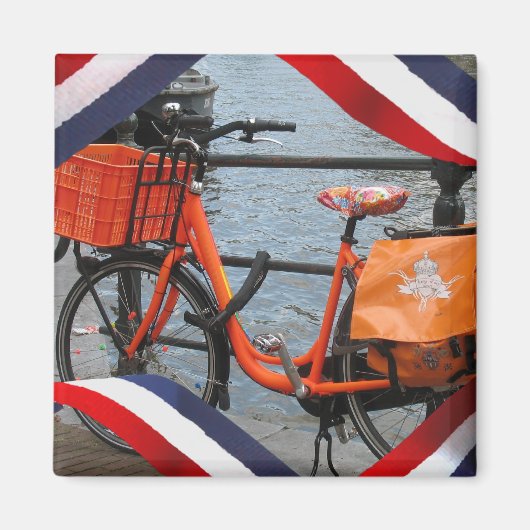 Sinaasappel Bike Rood Wit Blauw Sinaasappel Koelka Magneet (Voorkant)