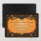 Sinaasappel Black Elegant Halloween Wedding Invita Kaart (Voorkant / Achterkant)