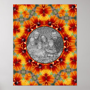 Sinaasappel Black Eyed Susan Daisy Uw foto toevoeg Poster