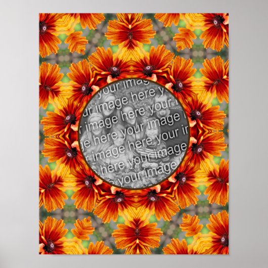 Sinaasappel Black Eyed Susan Daisy Uw foto toevoeg Poster (Voorkant)