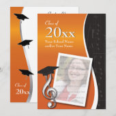 Sinaasappel & Black Music Afstuderen Uitnodiging (Voorkant / Achterkant)