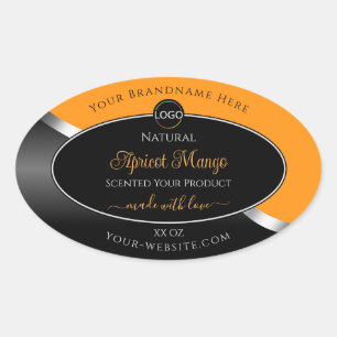 Sinaasappel Black Wavy Silver met Logo-productetik Ovale Sticker
