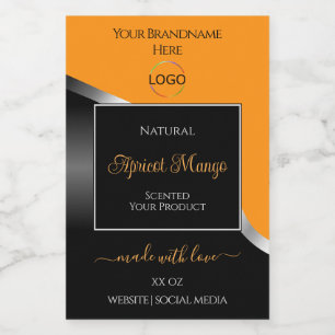 Sinaasappel Black Wavy Silver met Logo-productetik Voedselcontainer Etiket
