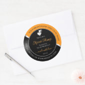 Sinaasappel Black Wavy Silver Schattige Hearts Pro Ronde Sticker (Envelop)