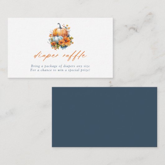 Sinaasappel & Blauw Bloemen Pompoen Luier Raffle Informatiekaartje (Voorkant / Achterkant)