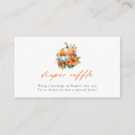Sinaasappel & Blauw Bloemen Pompoen Luier Raffle Informatiekaartje