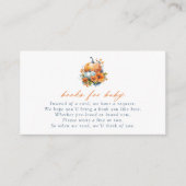 Sinaasappel & Blauw Bloemen Pompoenen Boeken voor  Informatiekaartje (Voorkant)