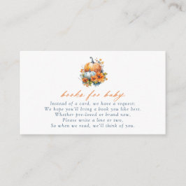 Sinaasappel & Blauw Bloemen Pompoenen Boeken voor Informatiekaartje